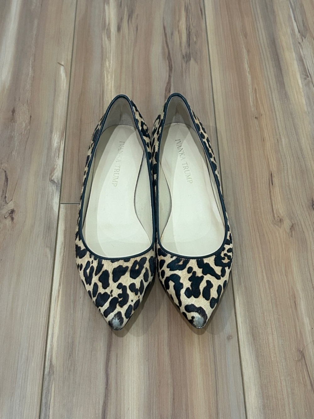 Ivanka Trump Leopard Print Pointed Toe Flats